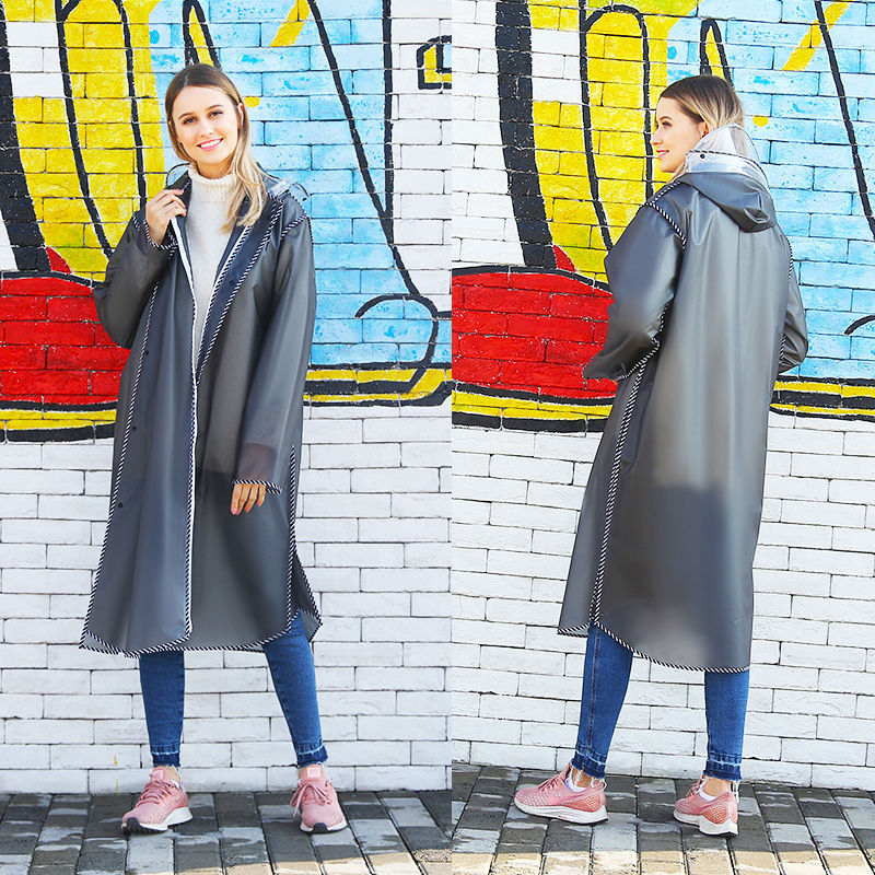 Female Students Single Long Transparent Electric Bicycle Battery Car Adult Hiking Raincoat
