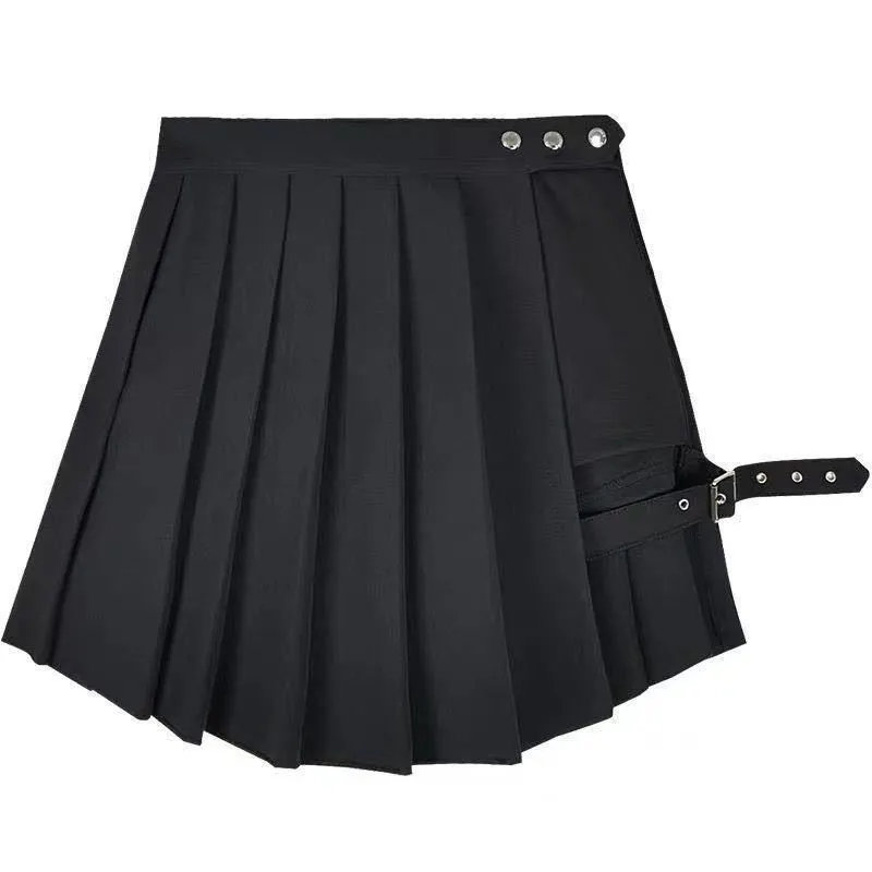 Women's Fashion Punk Gothic High Waist Skirt - Black