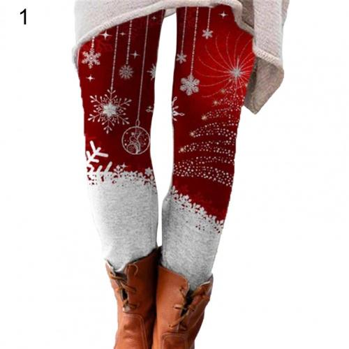 Title 6, Dames elastische broek met print, dunne kerstbroek