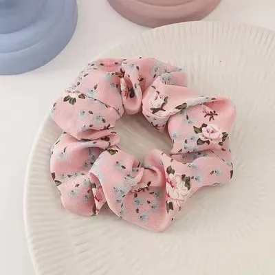 Korean Fruit Pig Large Intestine Hair Ring Organza Cute Japanese Rubber Band Female Tie Pink Flower Large Intestine Co - Shop at LoveMi