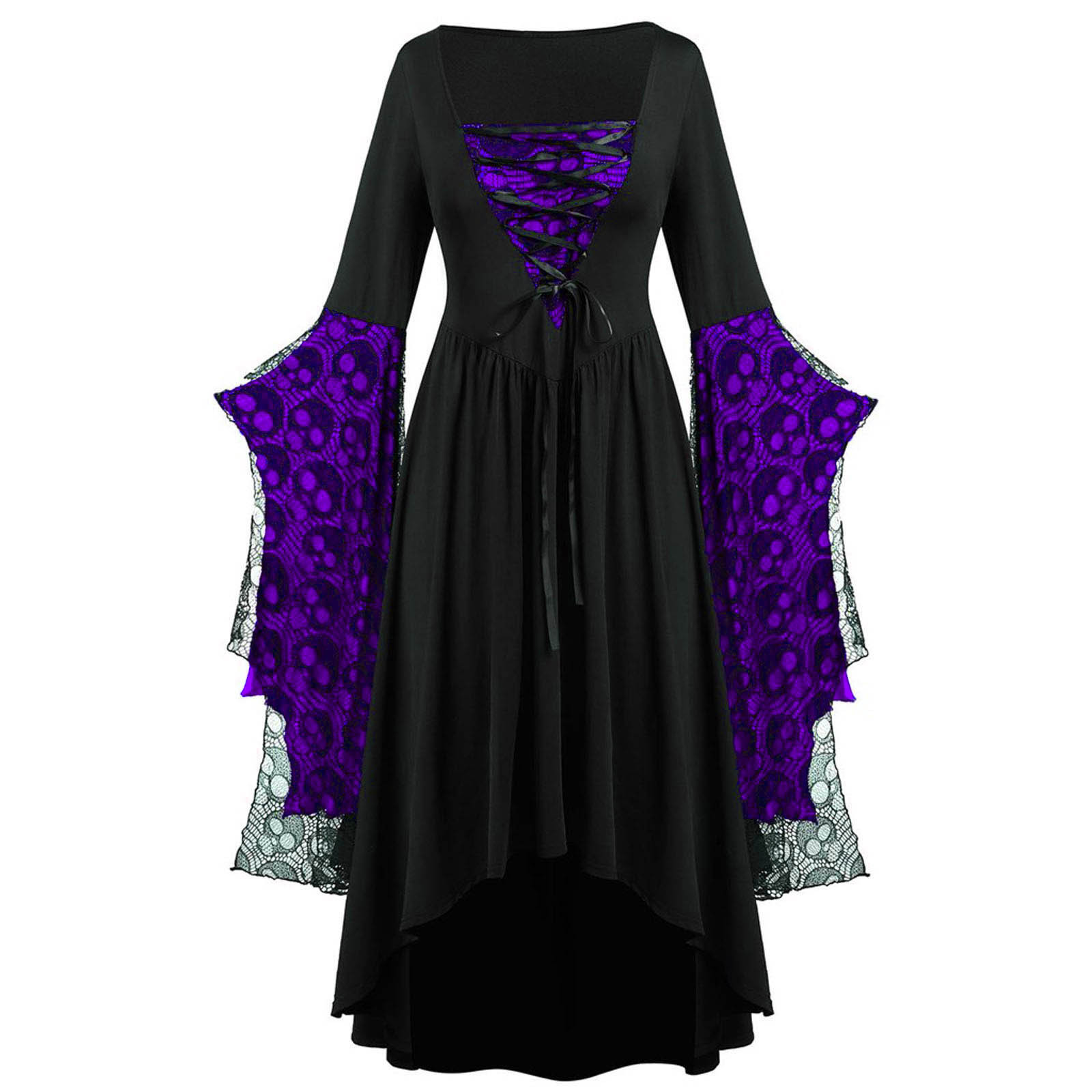 Square Neck Midi Dress with Lace Straps | Women's Fashion