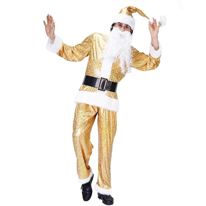 Golden Santa Claus Cos Clothing Stage Performance Costume - Gold