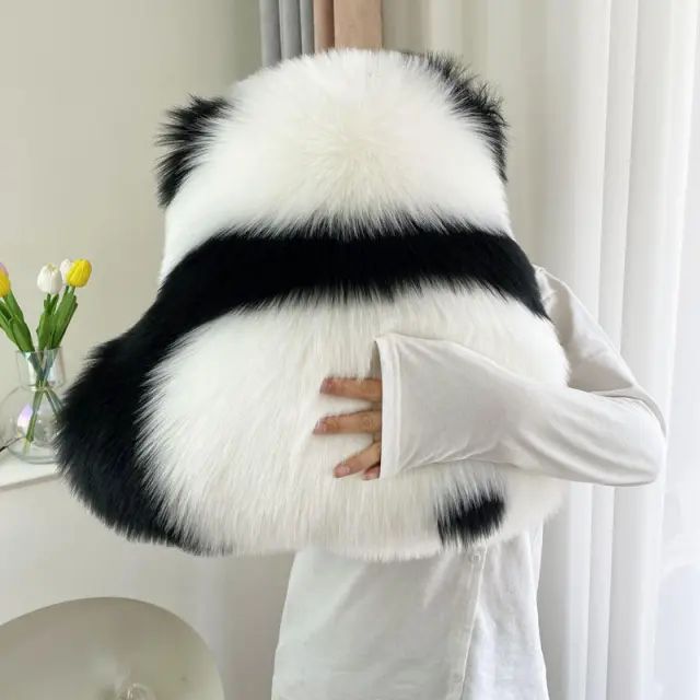 Cute Panda Back View Bedside Pillow Cushion Pillow Pure Wool Throw - Shop at LoveMi