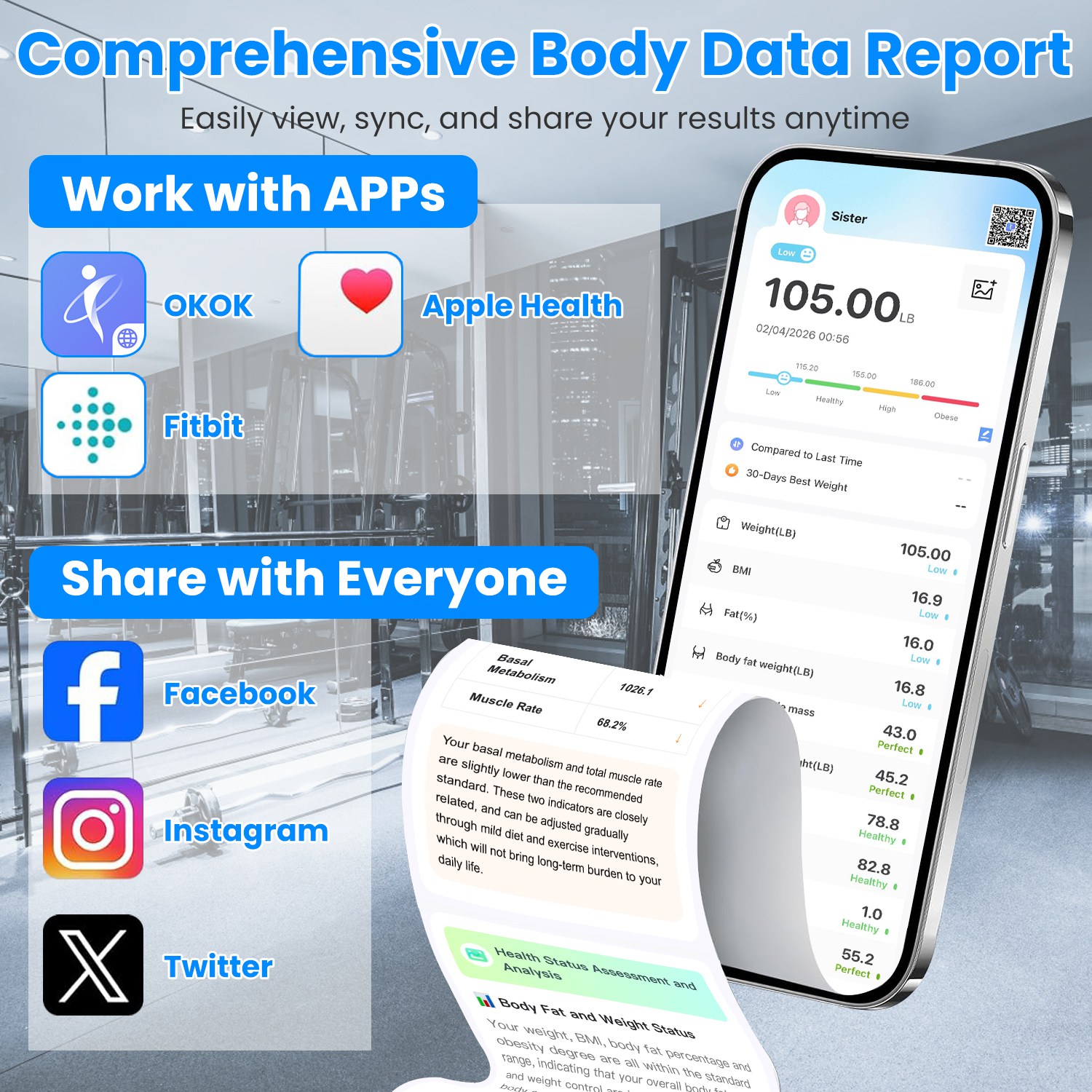 Smart Digital Scale For Body Weight High Accuracy BMI Weight Scale Full Body Composition Analysis Sync With APP 4mm Tempered Glass 397LBS Capacity LCD Display — foto 6