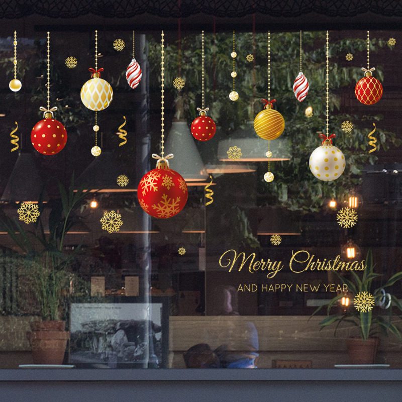 Title 4, Window Golden Christmas Ornaments With Colored ...