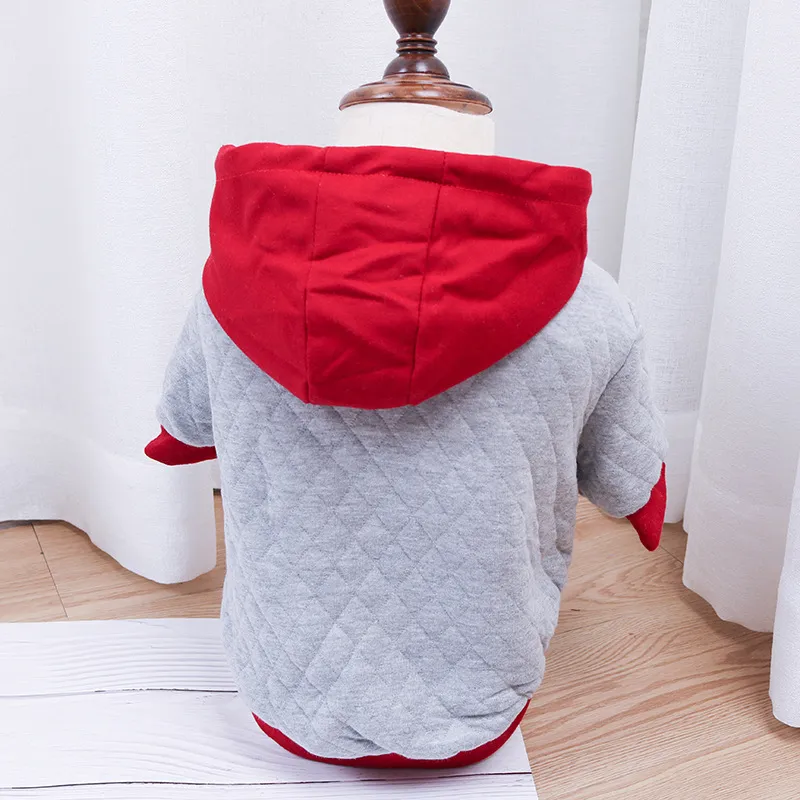 Law Fighting Clothes Pet Winter Double Padded Hoodie Button Cardigan Pug Fat Dog - Light Grey