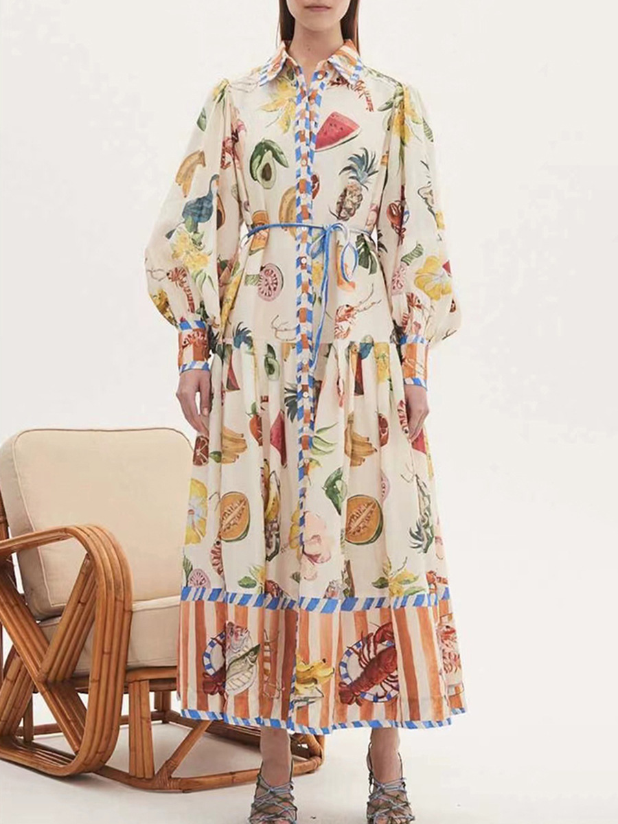 Fruit-Print Long-Sleeve Dress, picture 5 of 9