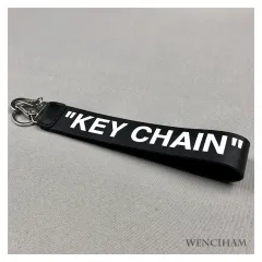 Letter Printing Electroplating Pendant Keychain - Black - View 1