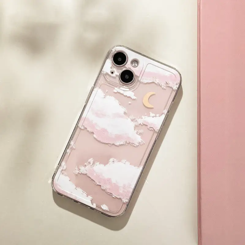 Moon Cloud Print Transparent Phone Case