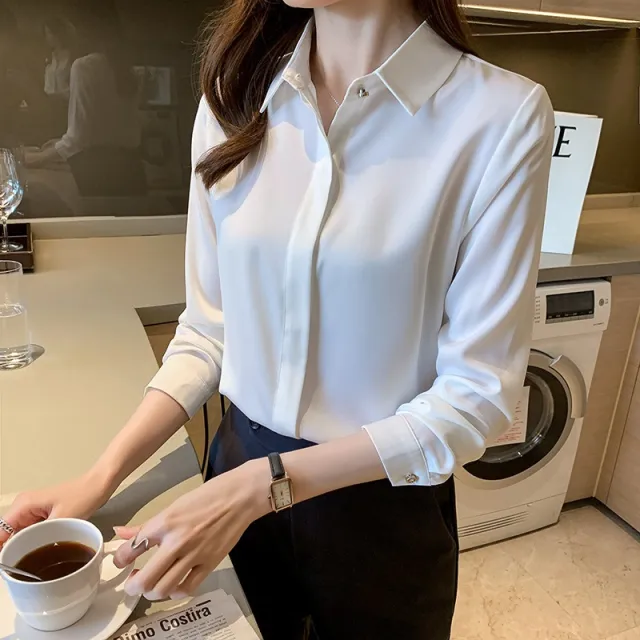 Women's Fleece Thickened Warm Silk Shirt White - Shop at LoveMi