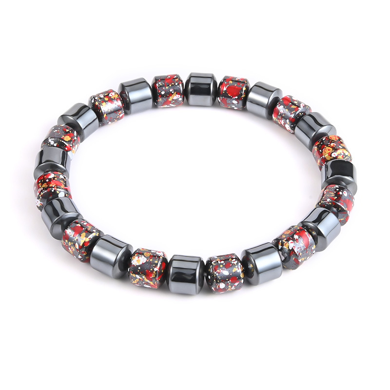 Mens Fashion Natural Black Gallstone Stretch Bracelet
