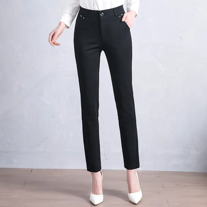 Fashionable And Simple Women's Straight-leg Plaid Suit Trousers