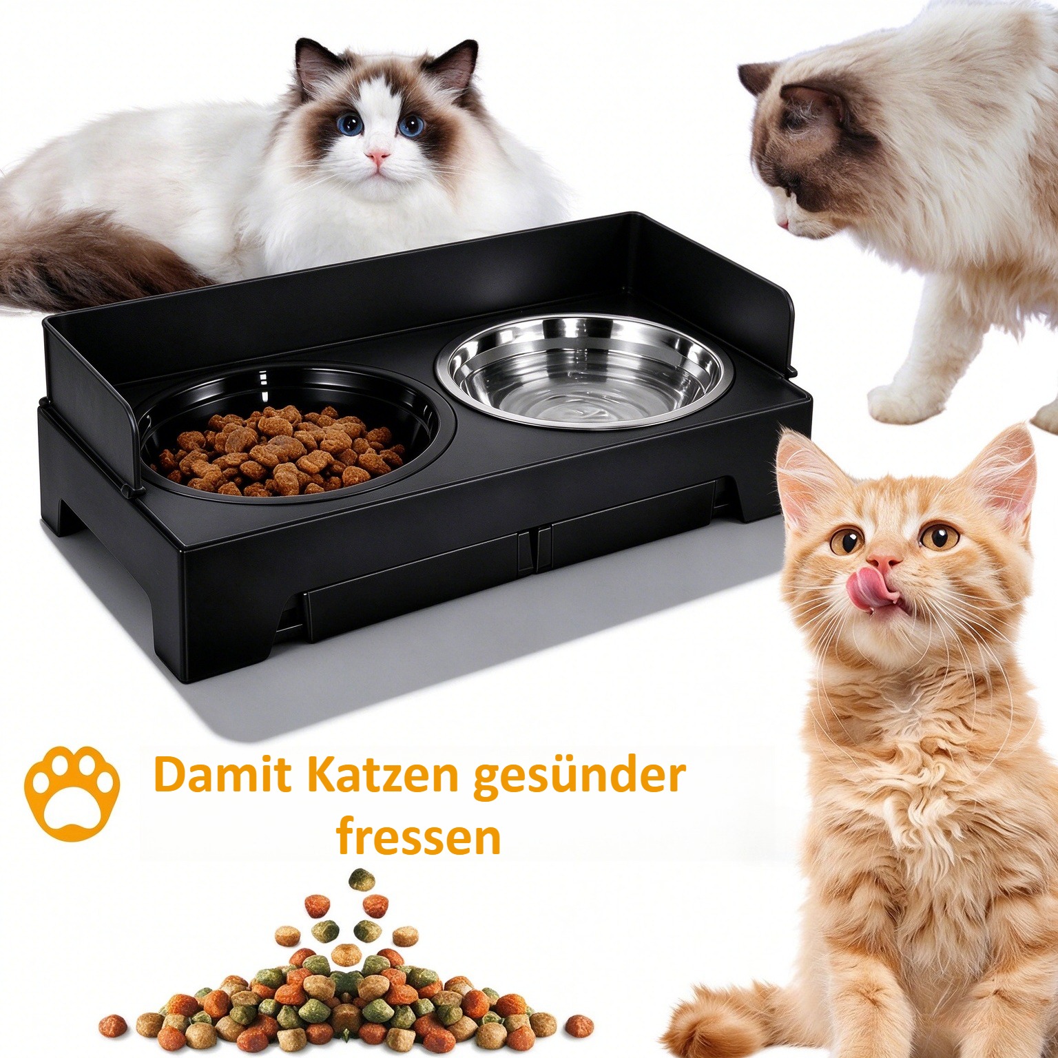 3-In-1 Raised Dog Bowl Holder, Height Adjustable Dog Feeding Station