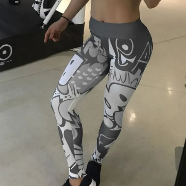 European And American Cross border Digital Printing High Waist High Elasticity Grey - Shop at LoveMi
