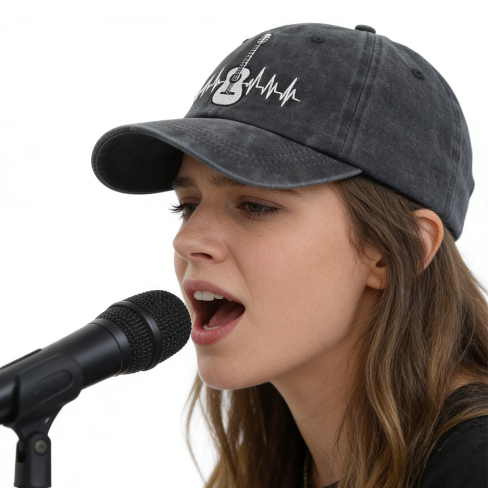 2pcs Guitar Accessories Baseball Cap Guitar Hat Gifts For Women Men, Adjustable Embroidered Wash Cotton Baseball Cap