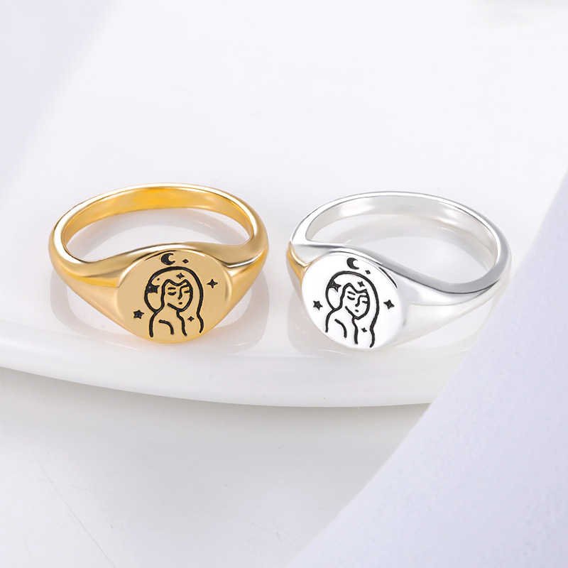 New Girl Pattern Gold-plated Ring Simple