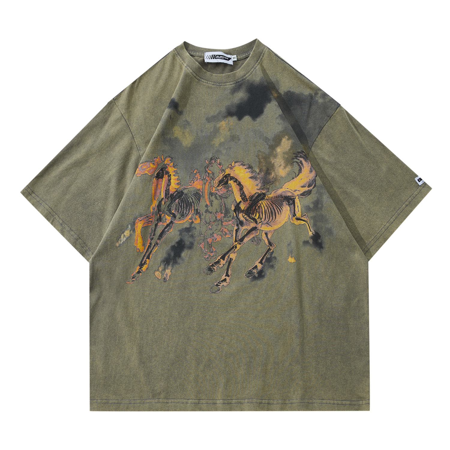 Title 8, Street Tide Brand Mens Flame Skull Horse Print...