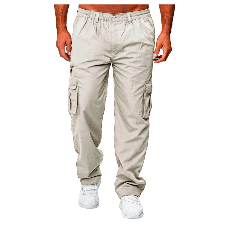 Men Casual Cargo Pants Loose Fit Multi-Pocket Cotton Work Trousers Outdoor Wear - Picture 10 of 10