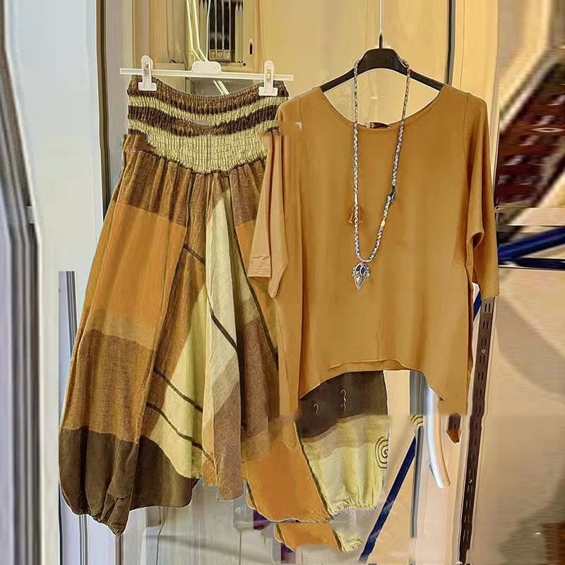 Women's Top Printed Pants Two-piece Suit