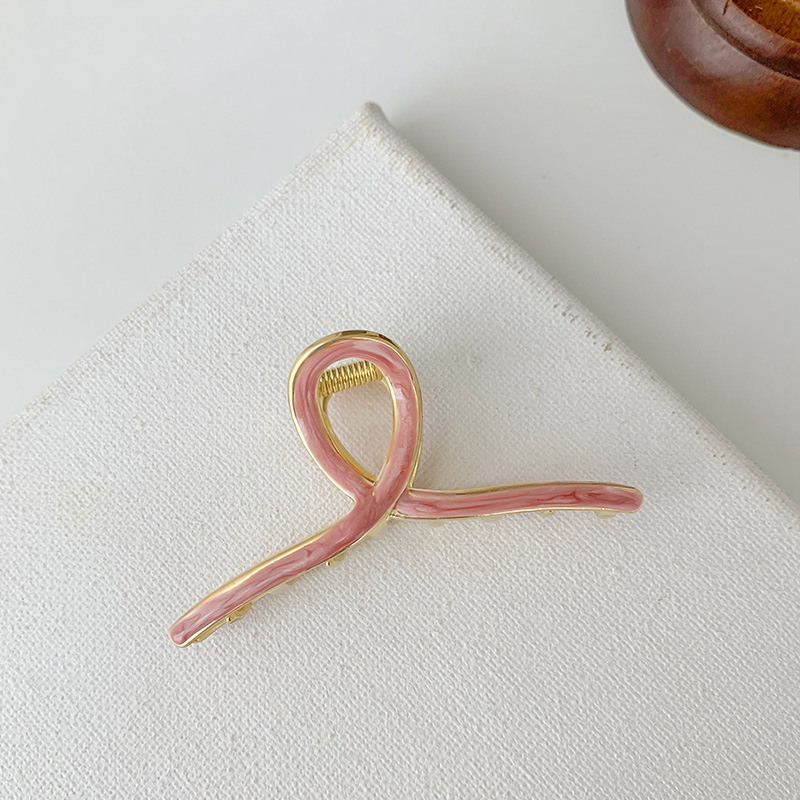 Korean Elegant Ponytail Metal Grip Clip Pink - Shop at LoveMi