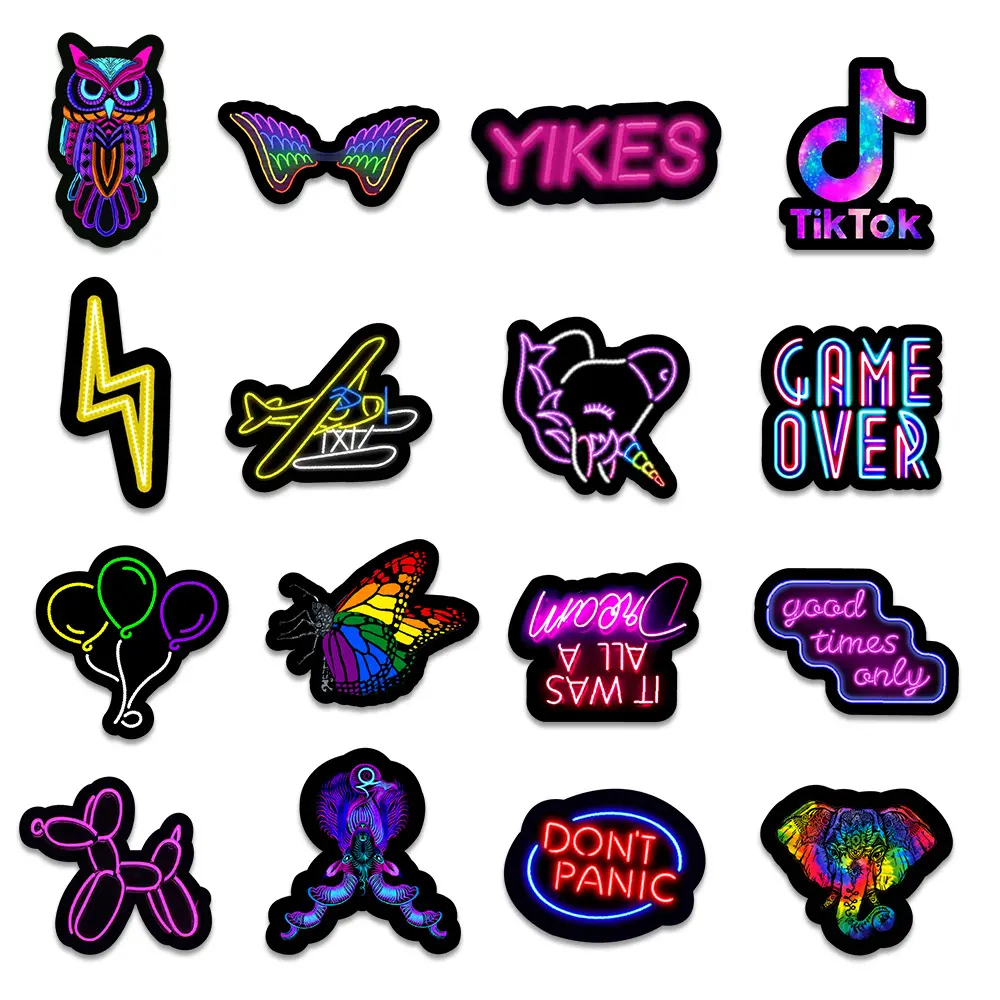 50 New Neon Stickers Car Trunk Phone