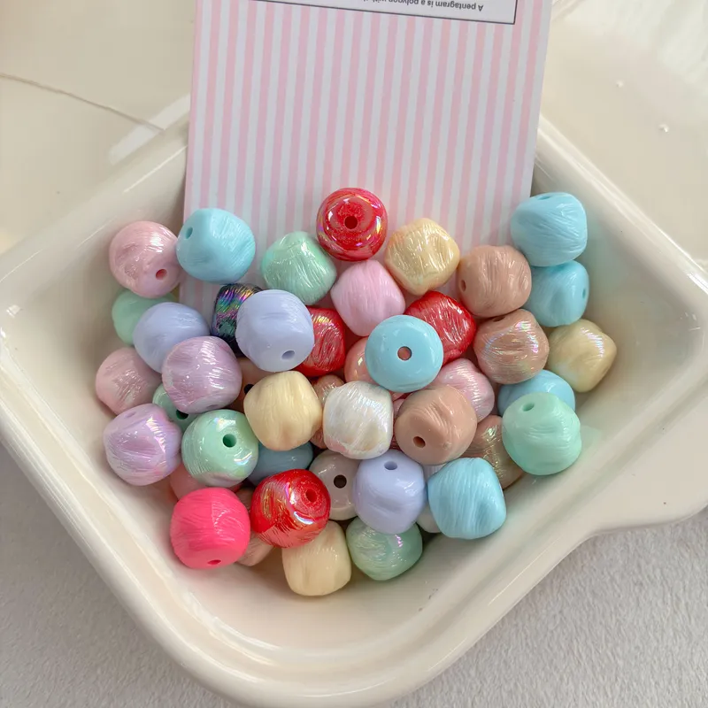 Fine-Line Textured Acrylic Barrel Spacer Beads, Solid
