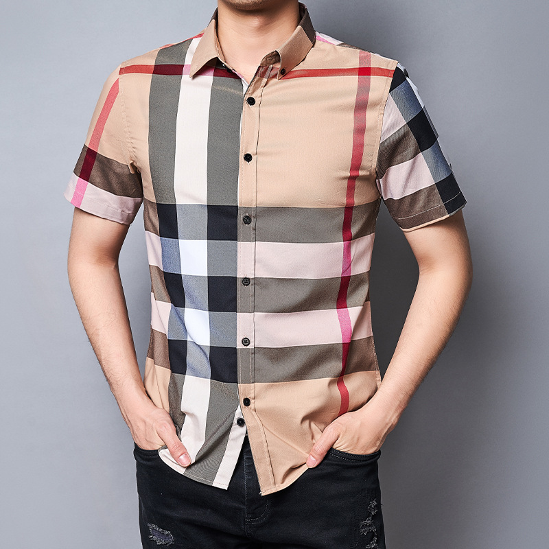 Fashion Check New Product Business Casual Short Sleeve Sleeve Men And Women Same Check Shirt