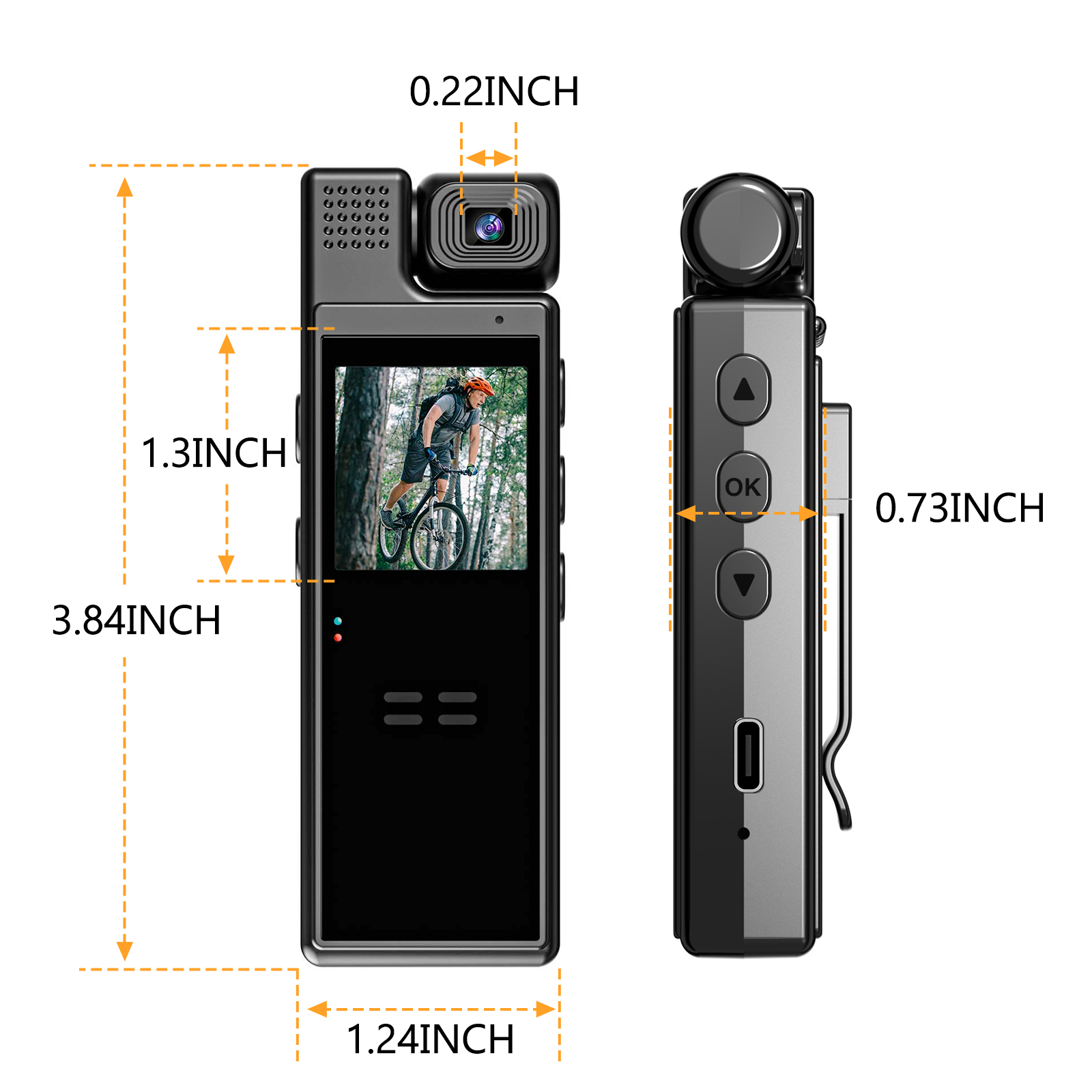 1080P HD Body Camera With Rotatable Lens, Portable Meeting Recorder With Screen & Clip, Wearable Video Recorder Supports TF Card For Law Enforcement & Conference