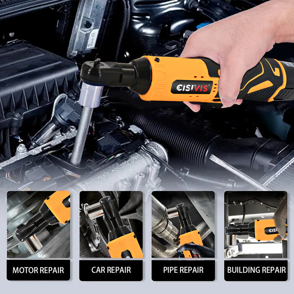 580Nm Electric Cordless Right Ratchet 3&8 90 Angle Wrench Power 2x Battery Ki — foto 3