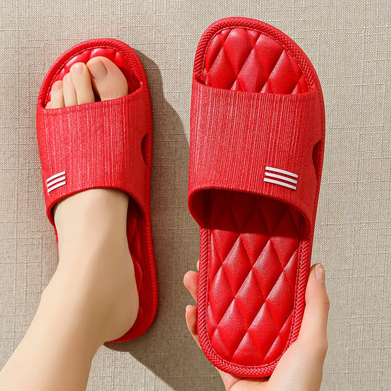 New Lozenge Texture Design Home Slippers Women Men Summer