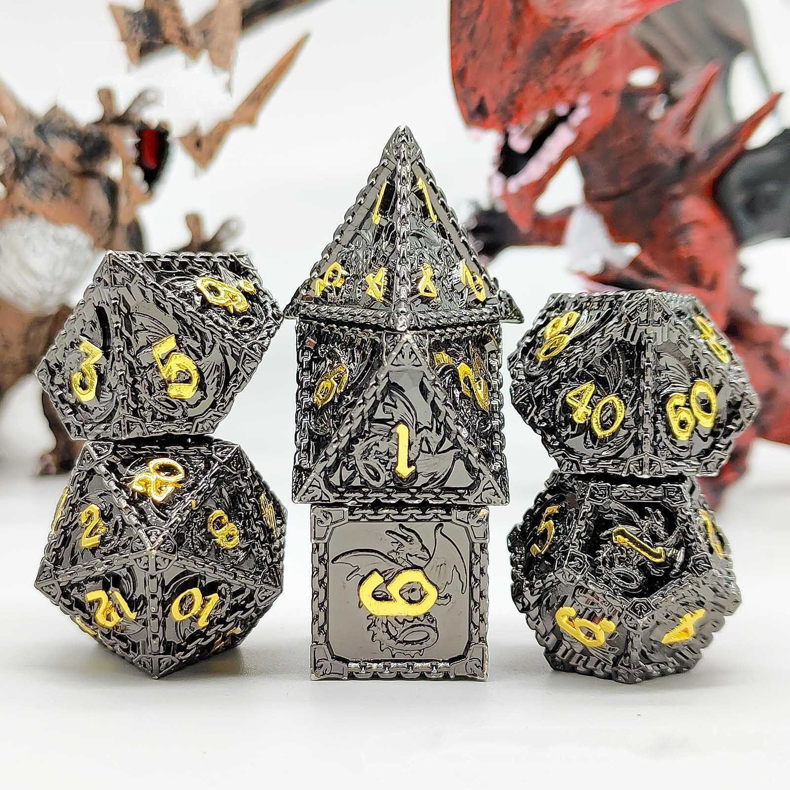 Metal Dice Set TRPG Multifaceted 7 Board Game (Colorful)
