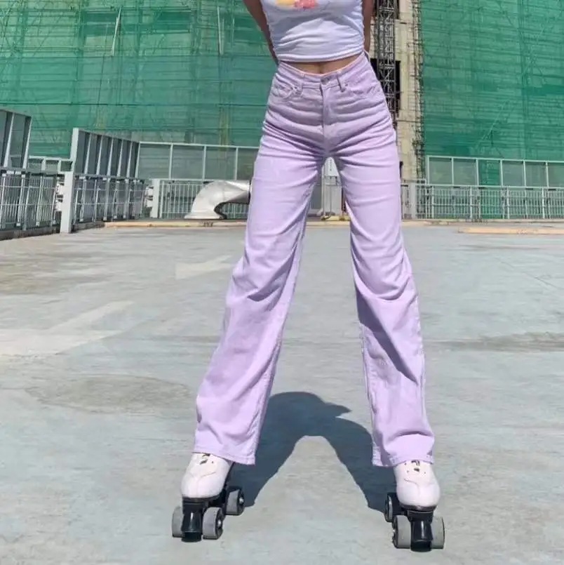 Ladies Summer Sweetness Lavender Straight Leg Jeans - Lilac