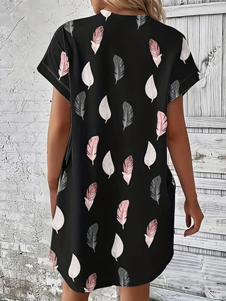 Short Sleeve Printed Pocket Dress