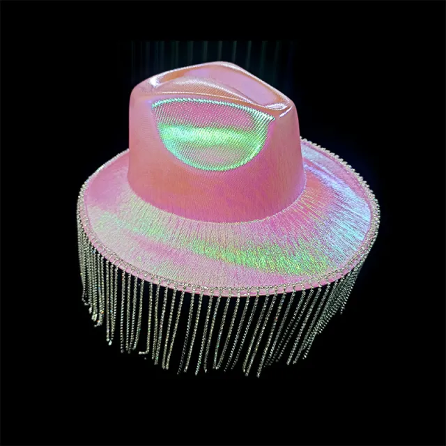 Western Diamond Tassel Illusion Cowboy Hat Light Pink - Shop at LoveMi
