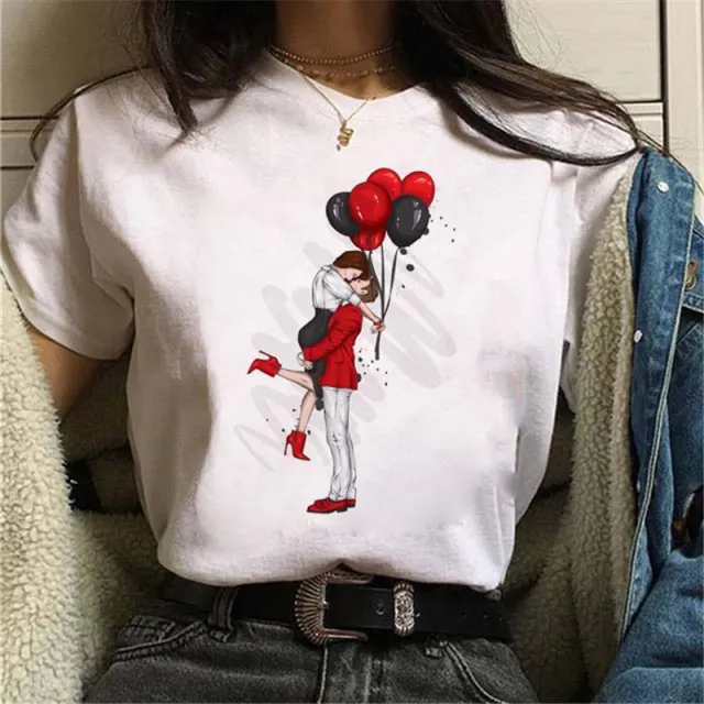 Balloon Print Women Black Tshirt White - Shop at LoveMi