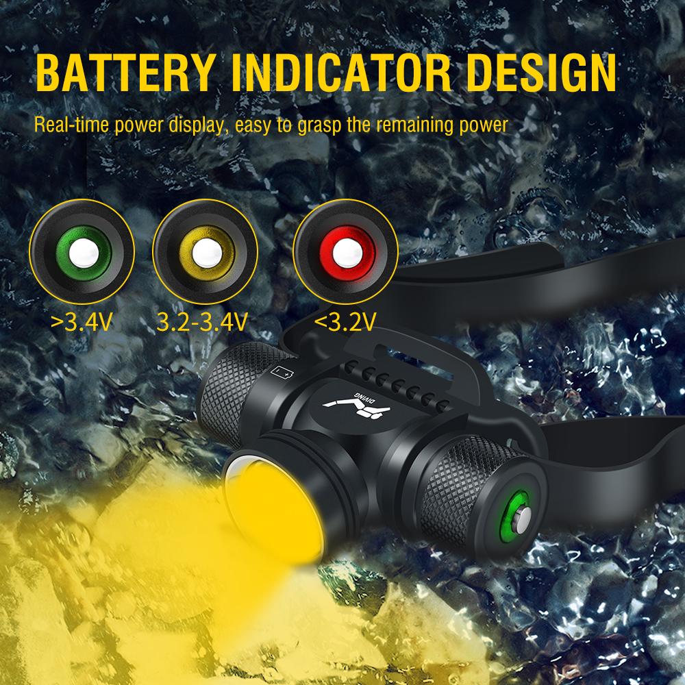 Underwater LED Scuba Diving Headlamp Warm Lamp Dive Light