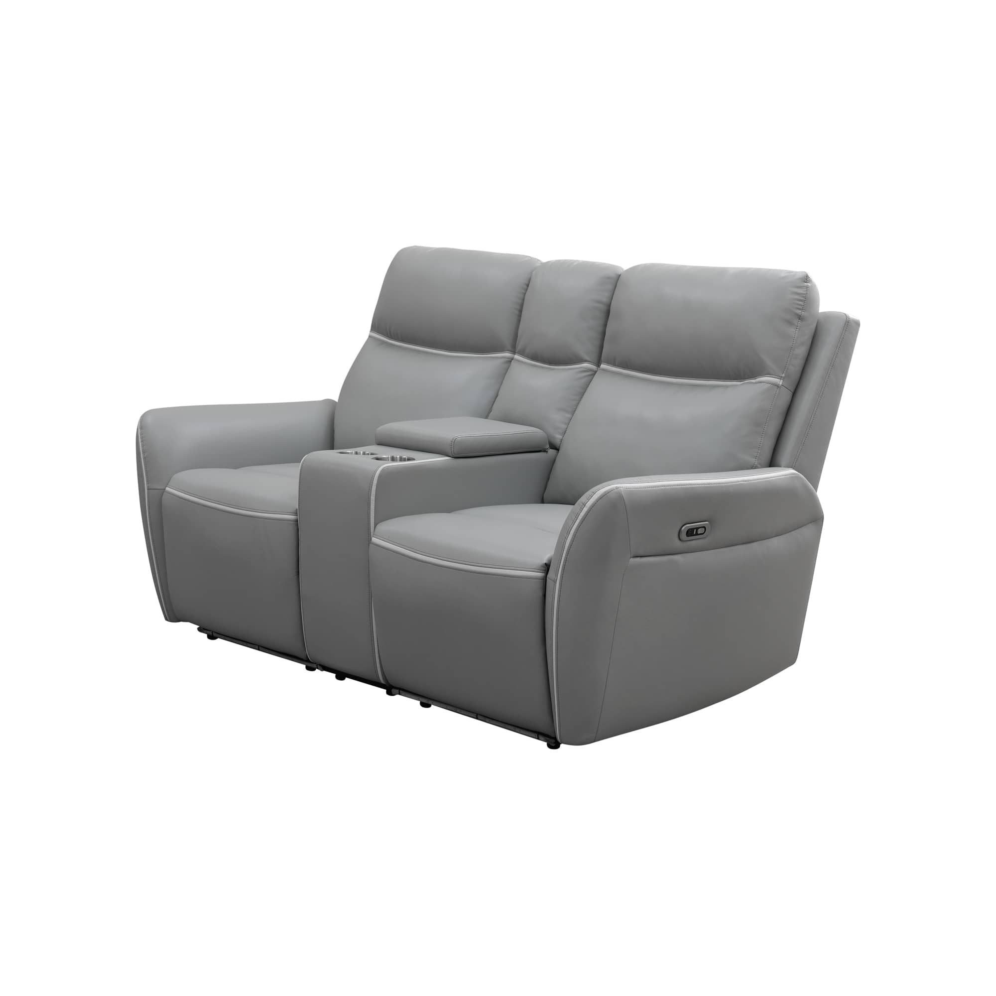 Pickup Only--Light Grey Breathing Leather 3-Piece Living Room Recliner Sofa Set