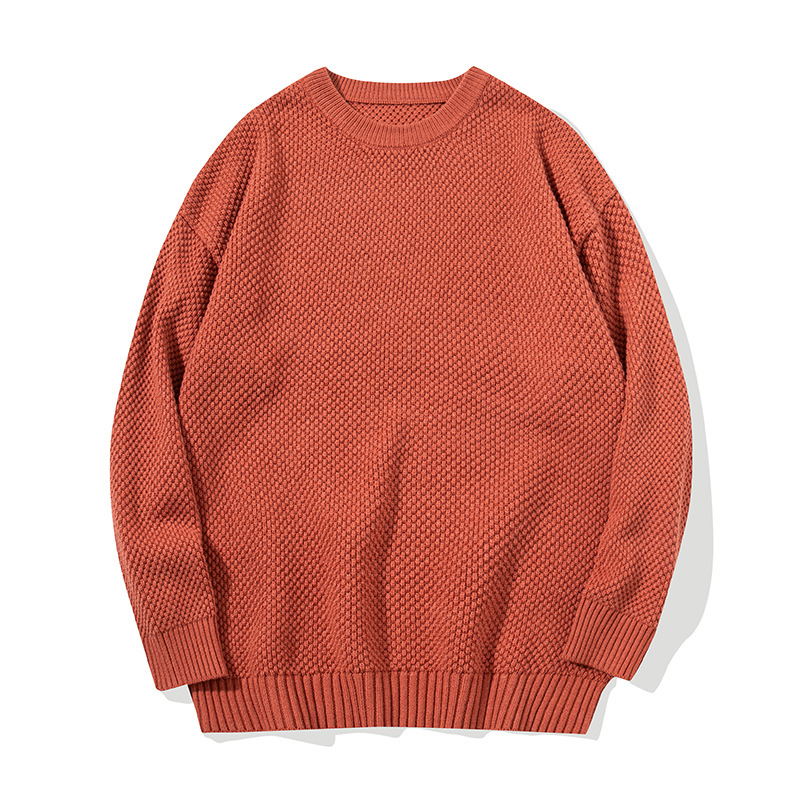 Solid Color Simple Loose Bf Style Men's Pullover Sweater