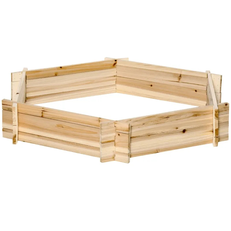 Hexagon Raised Garden Bed, Fir Wood