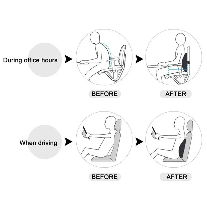 Lumbar Back Support Cushion Car Seat Wheelchair Office Chair Pillow Memory Foam. 2