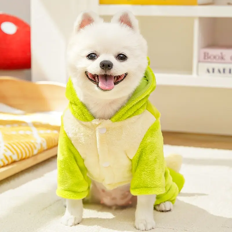 Autumn Winter Dog Clothes Cute Cat Costume Dinosaur Cosplay Outfits For Small Dogs In Fleece Coat With 4 Legs Funny Pet Clothes