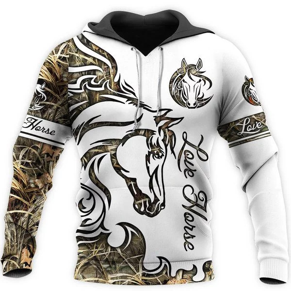 European And American Style Horse Series 3D Digital Printing Hooded Sweater