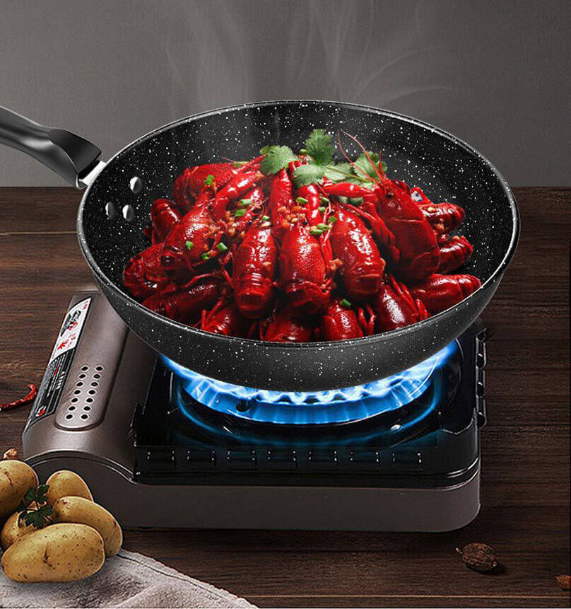 30CM Non-Stick Frying Pan Skillet Saute Tempered Glass Lid Granite Coating — image 4