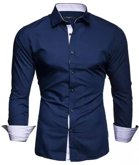 Casual Contrast Colored Tiansi Long Sleeved Men's Shirt