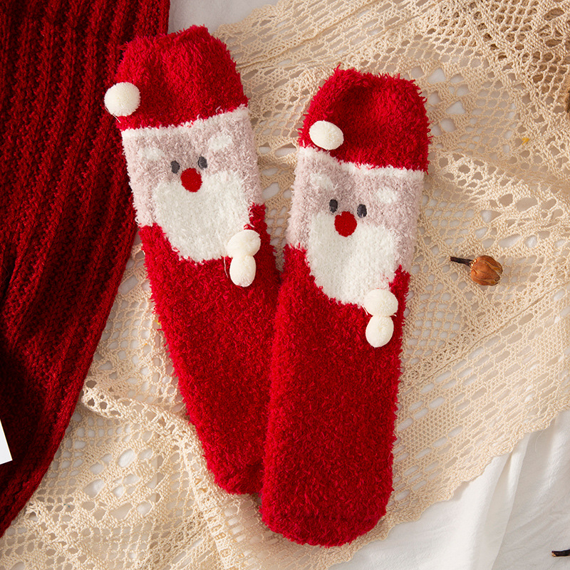 Title 10, Coral fleece Christmas socks in tube socks