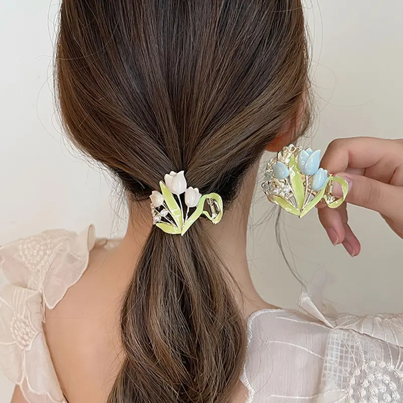Tulips High Ponytail Hair Claws Barrettes Women