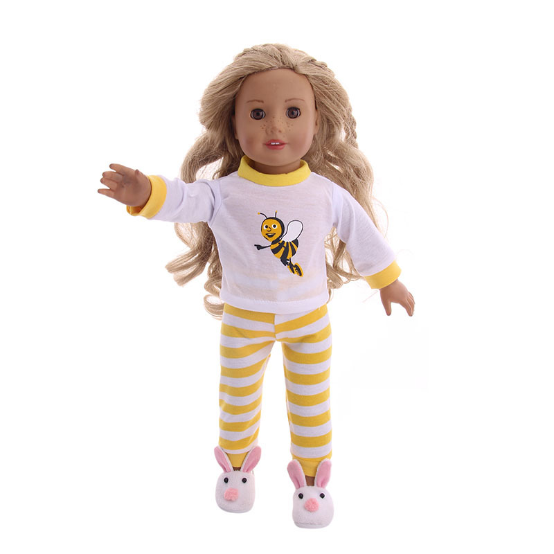 Girl Doll Cartoon Striped Clothes Suit