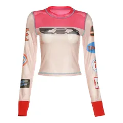 Milk Silk Perspective Digital Print Tight Height Waist Slim Fashion Clothes - Color-S - View 1