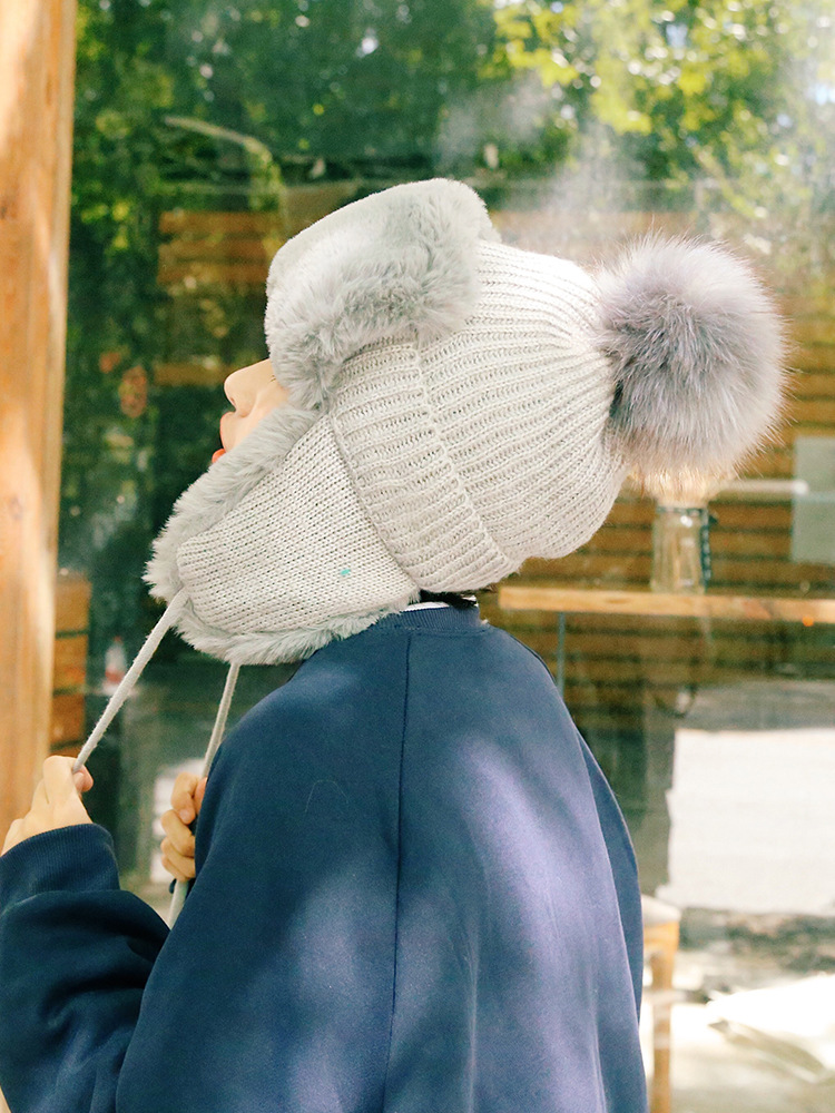 Women's Winter Woolen Knitted Lei Feng Hat