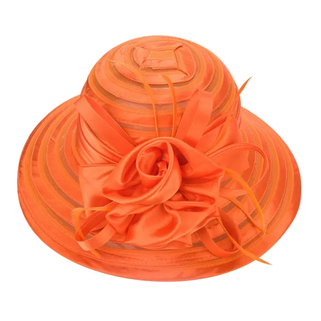 European And American New Crystal Organza Banquet Hat Orange - Shop at LoveMi